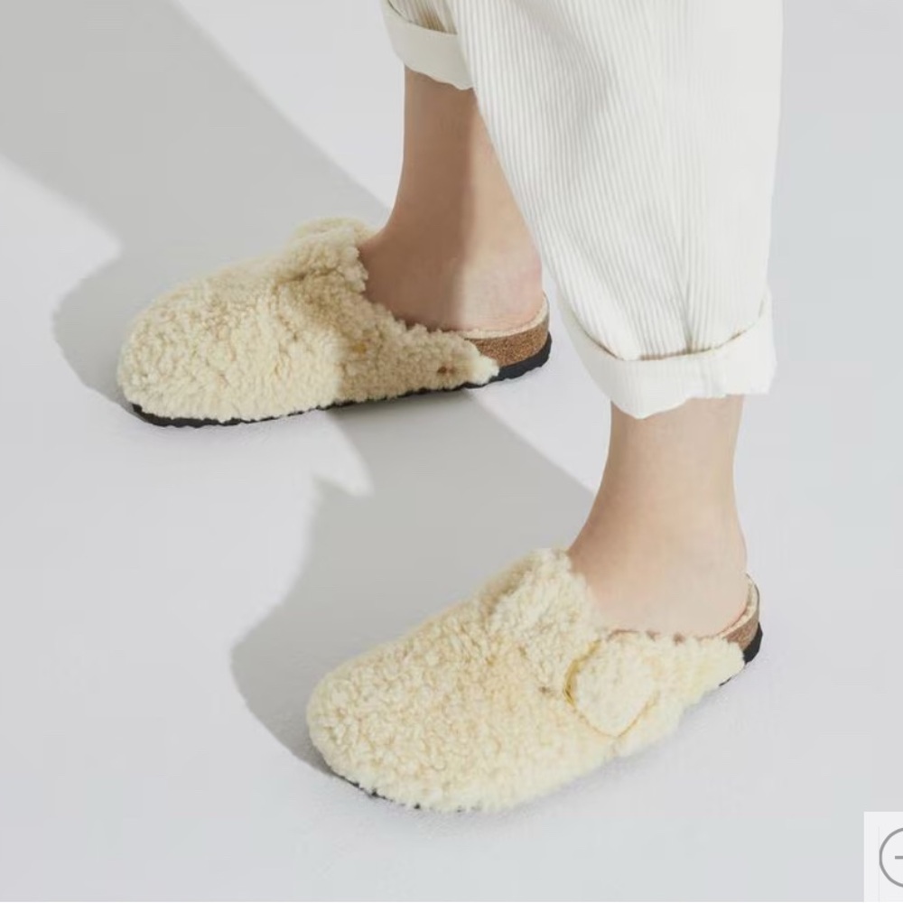 Birkenstock Cream Plush Slippers